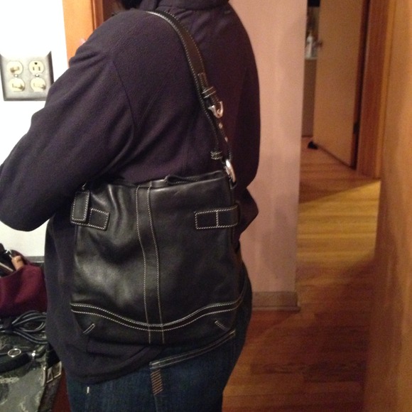Black Leather Coach Handbag - Picture 3 of 4
