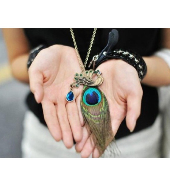 BNWT Peacock Pendant w/Feather
