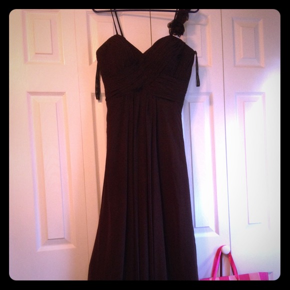 bill levkoff brown dress with flower strap - Picture 1 of 4