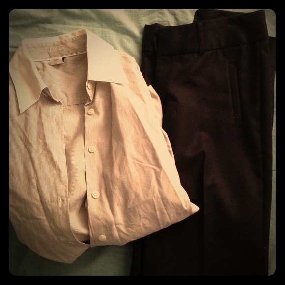 Bundle - J Crew button up shirt & BR black slacks