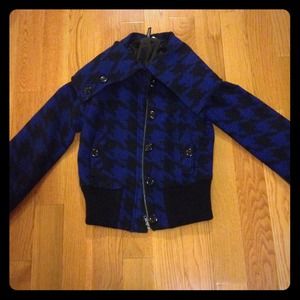 Black& Blue Houndstooth Coat