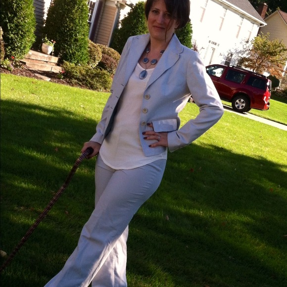 Beautiful Mediterranean Blue Dress Pant Suit! - Picture 3 of 4