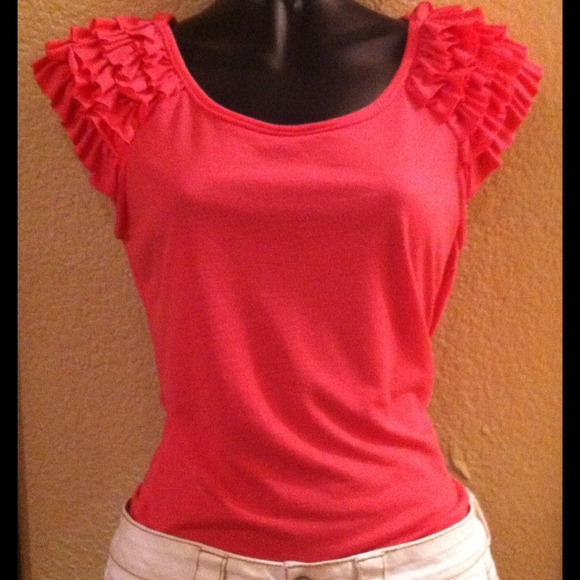 Ruffle dressy tee! Watermelon! Free with purchase!
