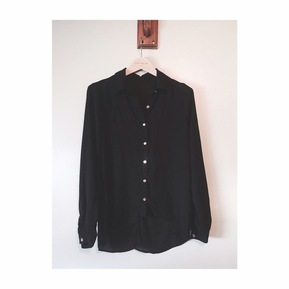 Forever 21 Tops - F21 Black Button Down Hi/Lo Blouse