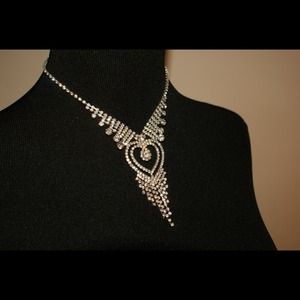 Wedding Jewelry Crystal Heart Statement Necklace