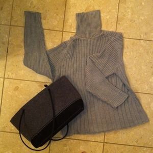 J.Jill Grey cable turtleneck sweater L