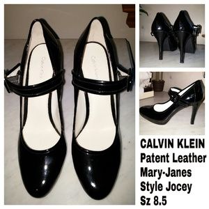 CALVIN KLEIN Black Patent Mary-Janes leather 8.5