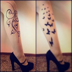 2 Pairs of Tattooed Pantyhose