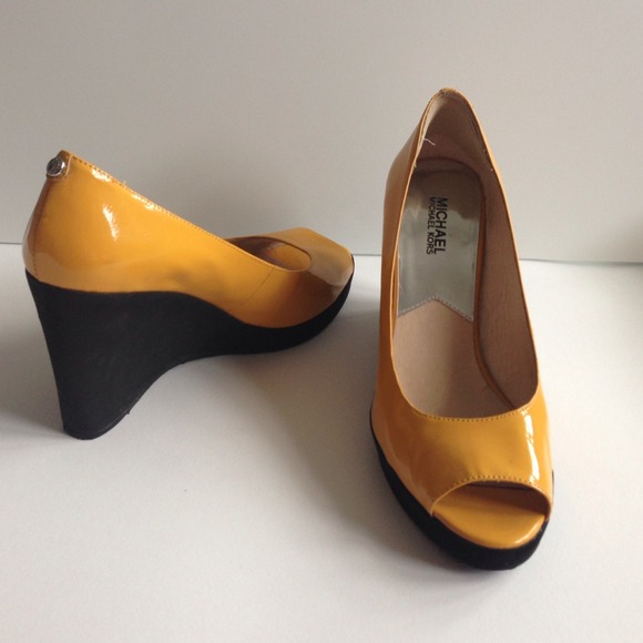 Michael Kors Yellow Patent Leather Wedges