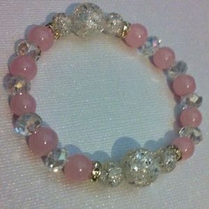 New Pink & Swarovski Clear Crystal Bracelet