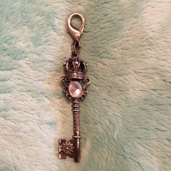 LARGE key and bling necklace charm or zipper pull!