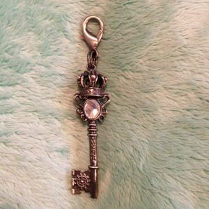 LARGE key and bling necklace charm or zipper pull!