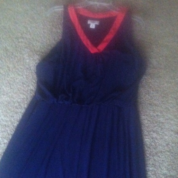 Pink and blue middle thigh slit dress