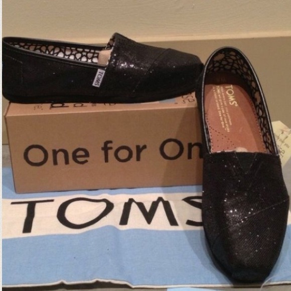 Toms black glitter 6.5