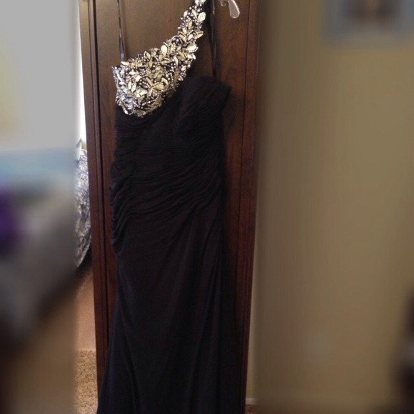Long black crystal dress