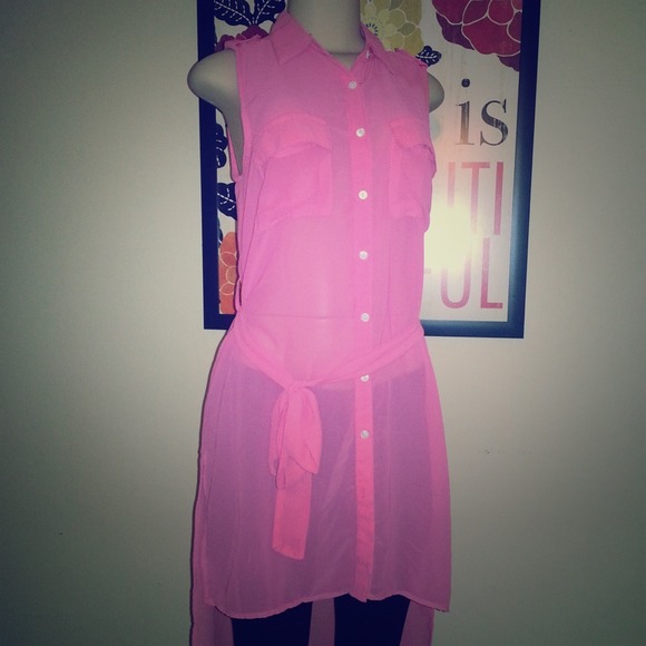 💗CUTE & SENSUAL PINK SHEER LONG TOP💗