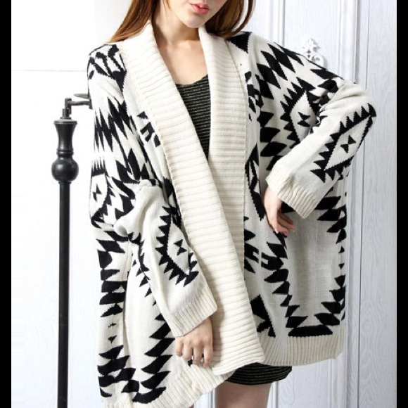 Loose Geometry Pattern Cardigans (Knitting Wool) - Picture 4 of 4