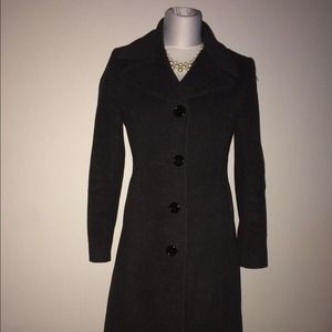 DKNY long charcoal grey wool long coat!
