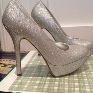 Silver sparkle heels