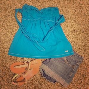 Blue Hollister strapless top