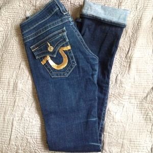True Religion jeans with gold sequin detailing