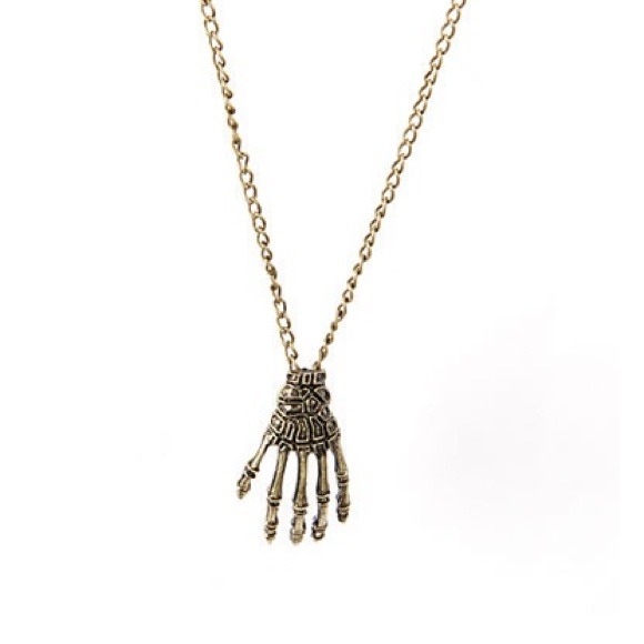 Bronze Skeleton Hand Necklace