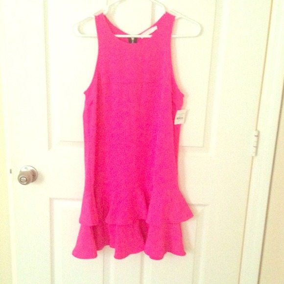 Last call! NWT lush hot pink drop waist dress - s