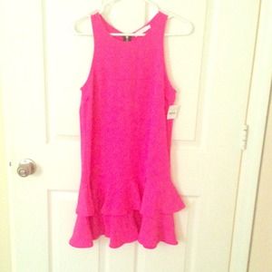 Last call! NWT lush hot pink drop waist dress - s