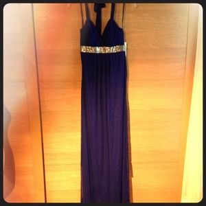 Dark Blue Halter Formal Ballgown