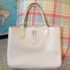 Longchamp Cream Colored Leather Bag