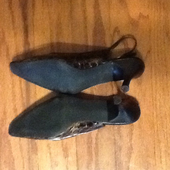 Brown Patent Lthr Reptile Look Slingback, size 7 M - Picture 3 of 4