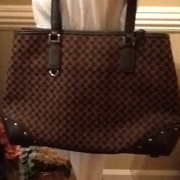 Dark brown patterned tote bag. NWOT. - Picture 3 of 4