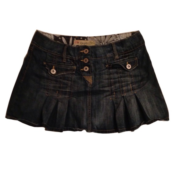 Z. Cavaricci Pleated Jean Mini Skirt