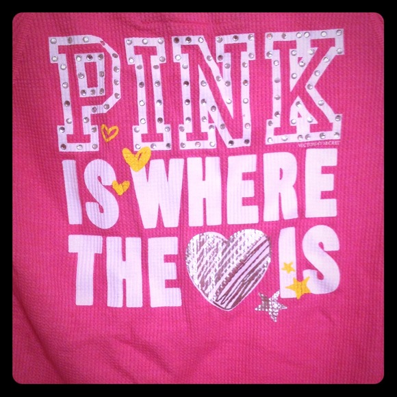 Vs pink hooded long sleeve shirt