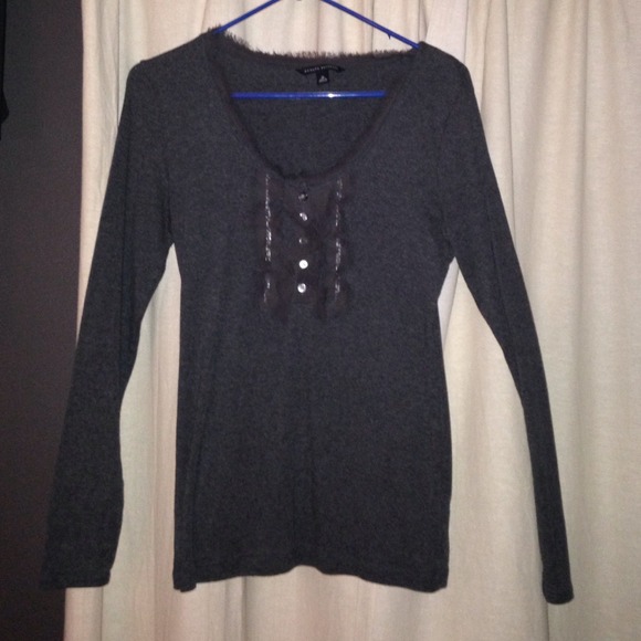 Ruffled grey long sleeve.