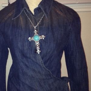 Sterling silver embellished cross necklace