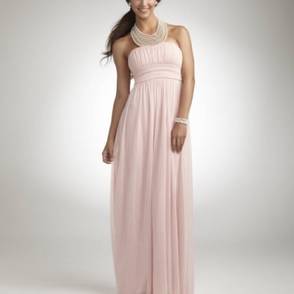 Blush chiffon floor length gown