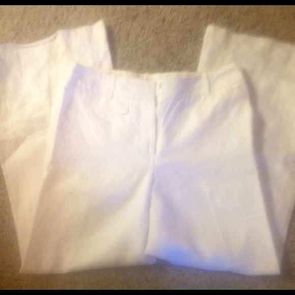 White linen pants. Flare leg