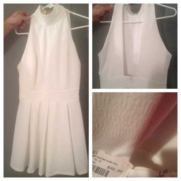 Cream hight neck skater dress