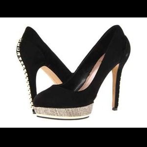 Vince Camuto Deba Black High Heels Suede Metallic