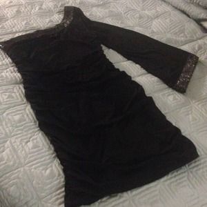 One Sleeve Black Dress