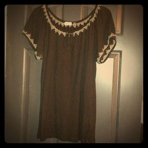 Black Top with Neck and Sleeve Detail