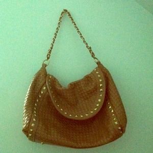 Gold studded tope handbag