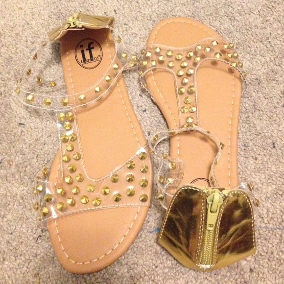 Brand new gold studded sandals