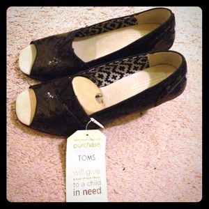 TOMS black sequined wedges