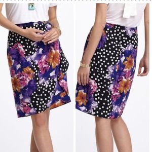 HOLD! Anthropologie floral polka dots skirt NWT