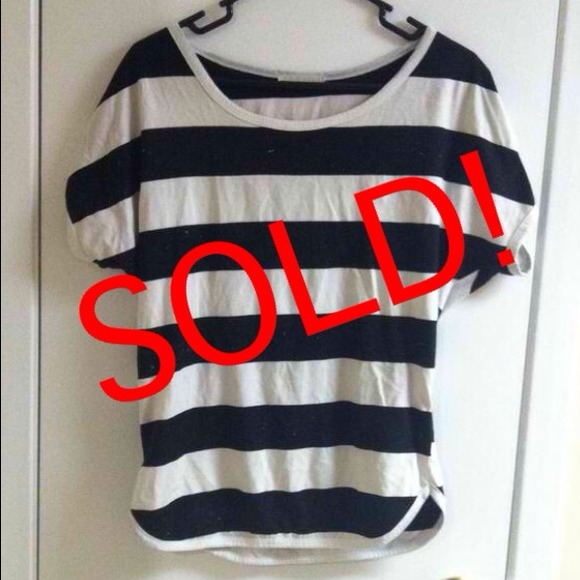 SOLD! Black and White Striped Shoulder Shirt
