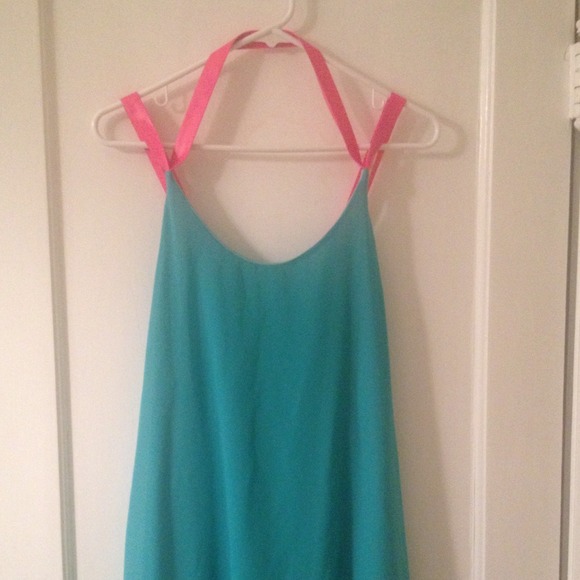 Teal and pink top