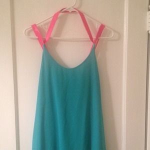 Teal and pink top