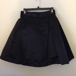 Black razo & velvet skater skirt with pockets.